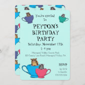 Sugar Glider in Tea Cups Custom Verjaardagsfeest Kaart (Voorkant / Achterkant)