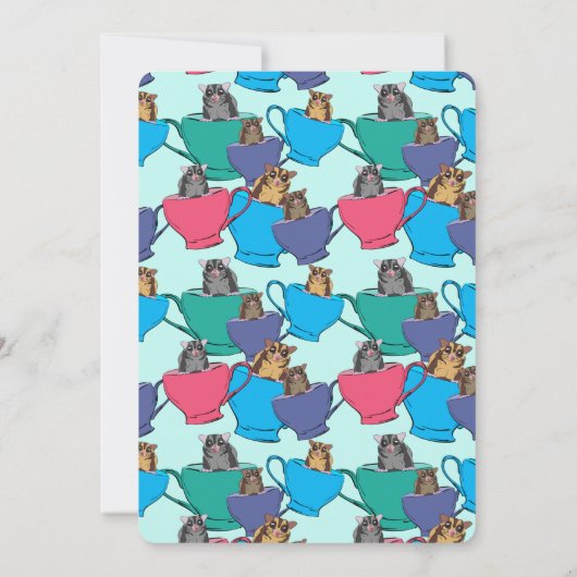 Sugar Glider in Tea Cups Custom Verjaardagsfeest Kaart (Achterkant)