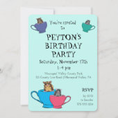 Sugar Glider in Tea Cups Custom Verjaardagsfeest Kaart (Voorkant)