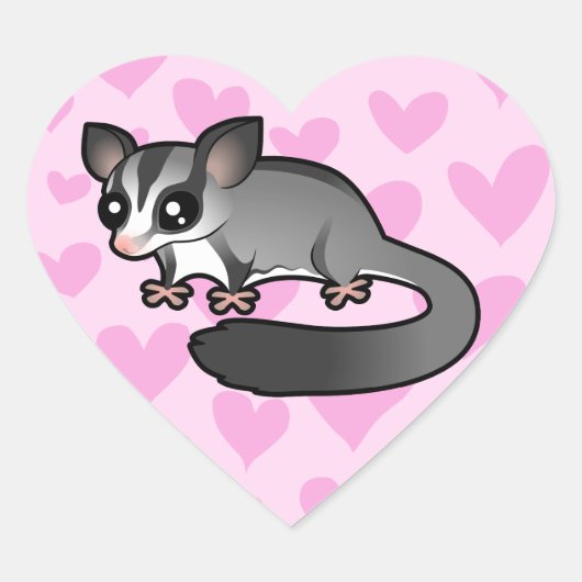 Sugar Glider Love Hart Sticker (Voorkant)