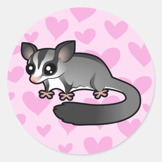 Sugar Glider Love Ronde Sticker (Voorkant)