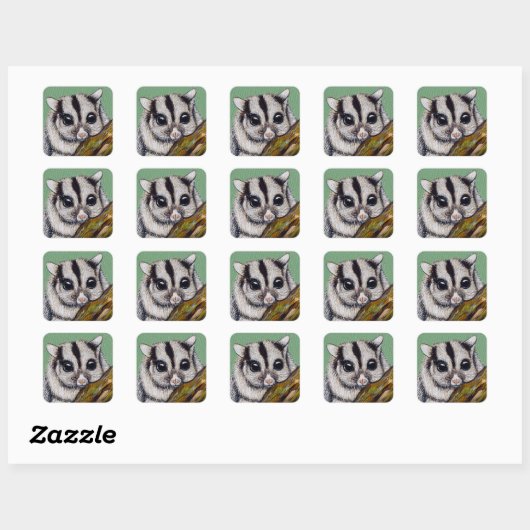 Sugar Glider Painting Vierkante Sticker (Vel)
