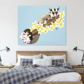 Sugar Glider Schattige Floral Canvas Afdruk (Insitu (Slaapkamer))