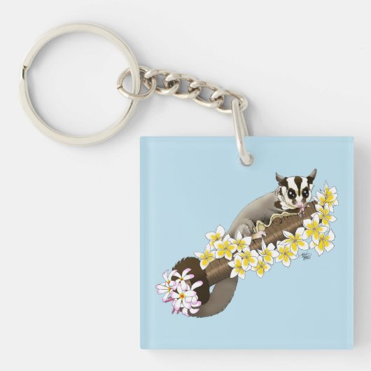 Sugar Glider Schattige Floral Sleutelhanger (Voorkant)