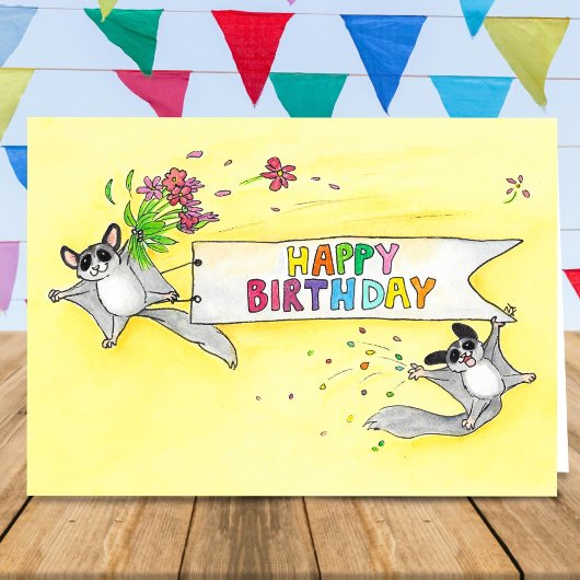 Sugar Gliders Happy Birthday-groet Kaart