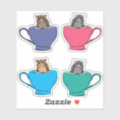 Sugar gliders in theekopjes Schattige Sticker (Vel)