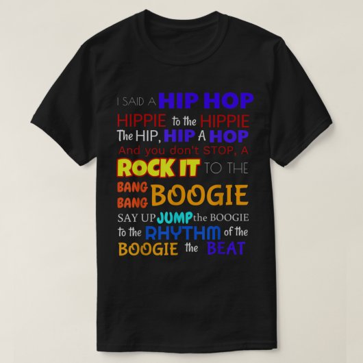 Sugar Hill Gang Rappers Delight Lyrics Shirt Color (Design voorkant)