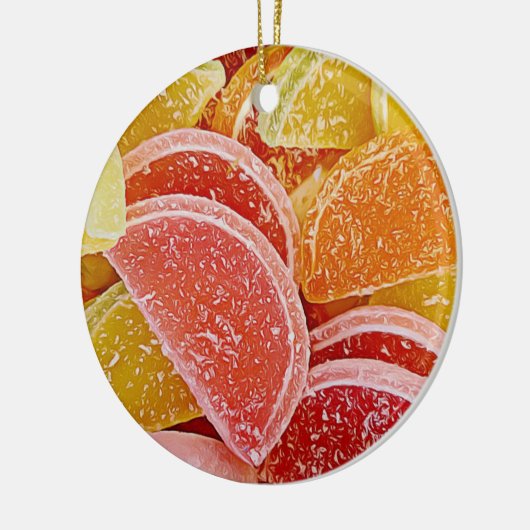 Sugar Jelly Snoepjes Realistisch kerstfeest Keramisch Ornament (Links)