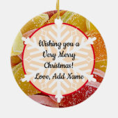 Sugar Jelly Snoepjes Realistisch kerstfeest Keramisch Ornament (Achterkant)