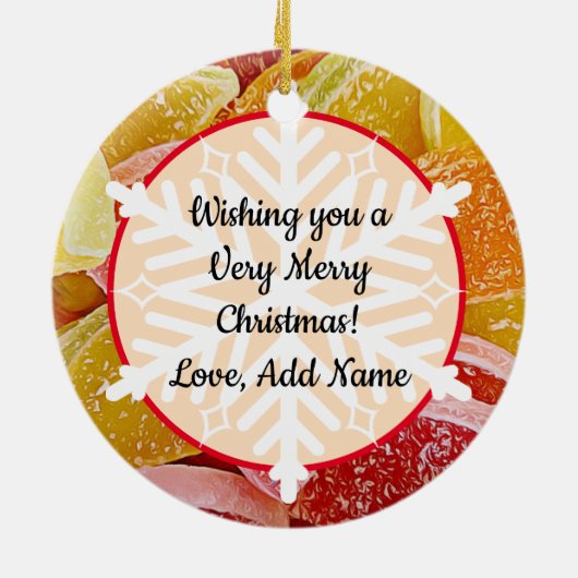 Sugar Jelly Snoepjes Realistisch kerstfeest Keramisch Ornament (Achterkant)