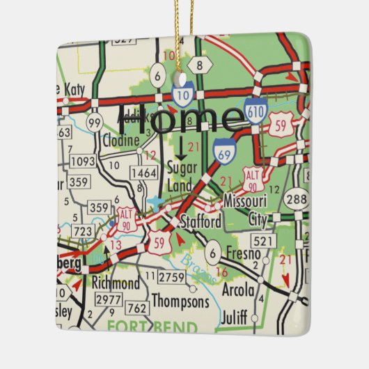 Sugar Land TX Map Keramisch Ornament (Links)