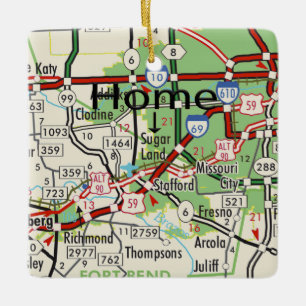 Sugar Land TX Map Keramisch Ornament