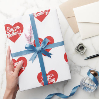 Sugar Mommy Grappige Roze Harten Typografie Cadeaupapier