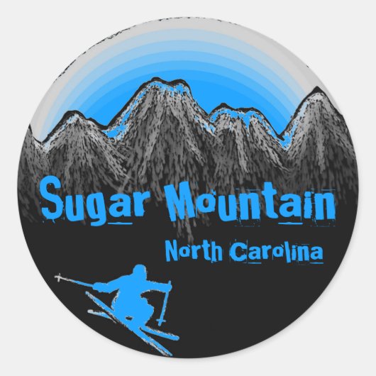 Sugar Mountain North Carolina blauwe ski-stickers Ronde Sticker (Voorkant)