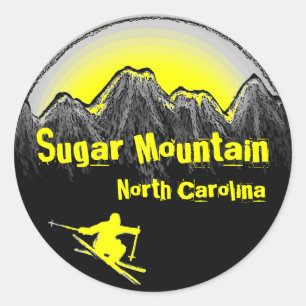 Sugar Mountain North Carolina gele ski-stickers Ronde Sticker