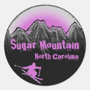 Sugar Mountain North Carolina paarse ski-stickers Ronde Sticker