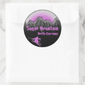Sugar Mountain North Carolina paarse ski-stickers Ronde Sticker (Tas)