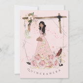 Sugar Pink Boho Beauty Quinceañera Kaart (Voorkant)