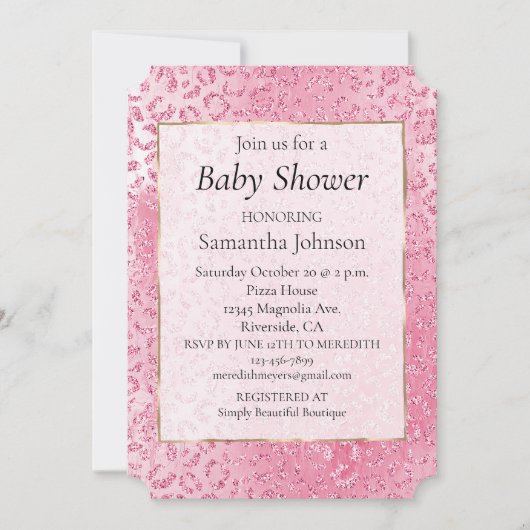 Sugar Pink Glitter Luipaard Print Kaart (Voorkant)