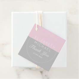 Sugar Pink Grey Dank u bruiloft gunst Labels