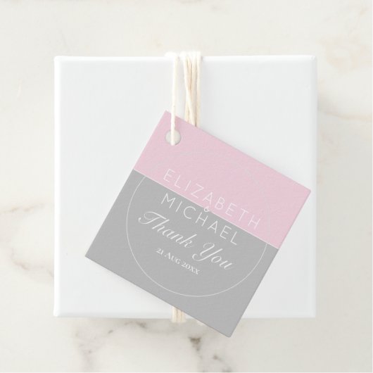 Sugar Pink Grey Dank u bruiloft gunst Labels (In situ)