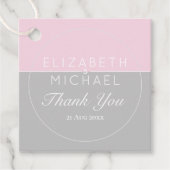 Sugar Pink Grey Dank u bruiloft gunst Labels (Voorkant)