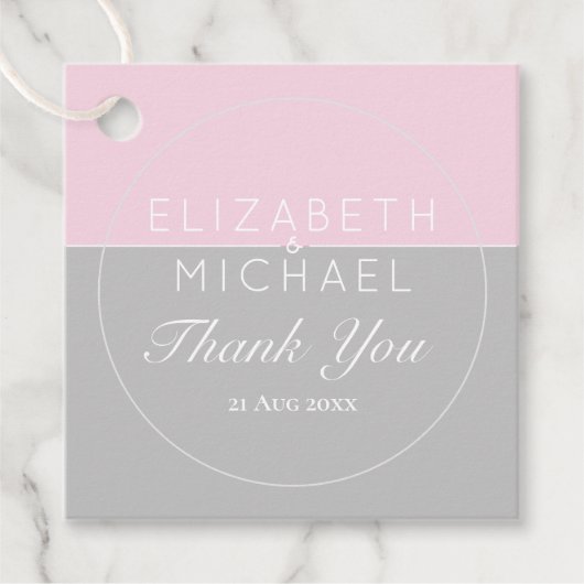 Sugar Pink Grey Dank u bruiloft gunst Labels (Voorkant)