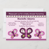 Sugar Plum Butterflies #2 Baby Shower Invitations Kaart (Voorkant)