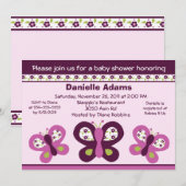 Sugar Plum Butterflies #2 Baby Shower Invitations Kaart (Voorkant / Achterkant)