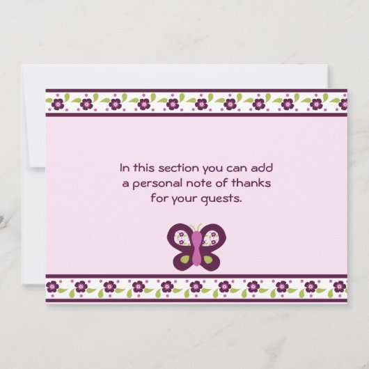 Sugar Plum Butterflies #2 Dank je wel Bedankkaart (Achterkant)