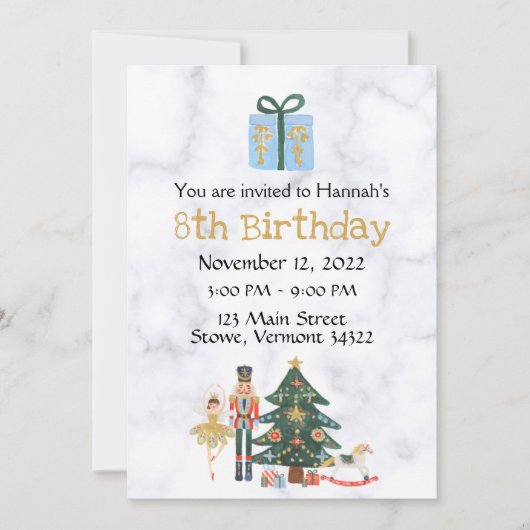 Sugar Plum Custom Nutcracker Birthday Invitation Kaart (Voorkant)