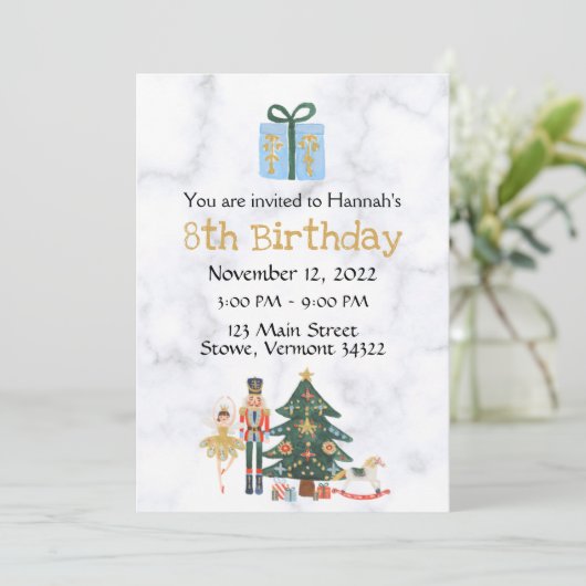 Sugar Plum Custom Nutcracker Birthday Invitation Kaart (Staand voorkant)