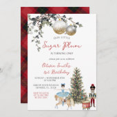 Sugar Plum Fairy Ballerina Nutcracker 1st Birthday Kaart (Voorkant / Achterkant)