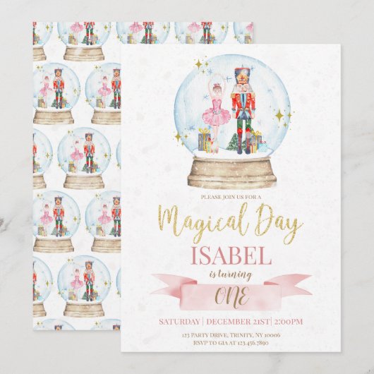 Sugar Plum Fairy en Notenkraker magische verjaarda Kaart (Voorkant / Achterkant)