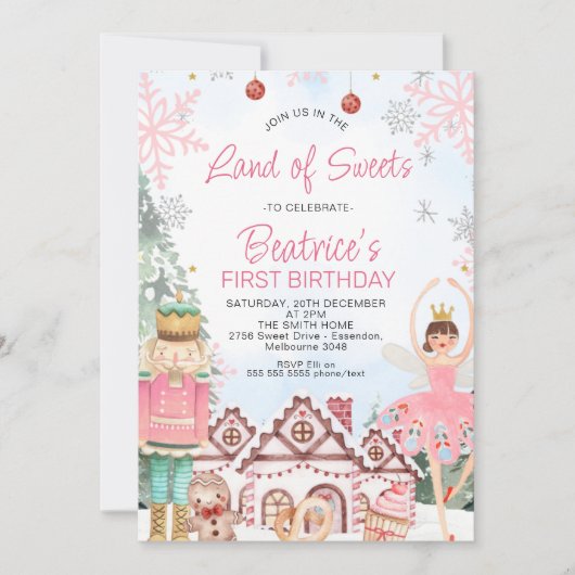 Sugar Plum Fairy Gingerbrood House Birthday Kaart (Voorkant)