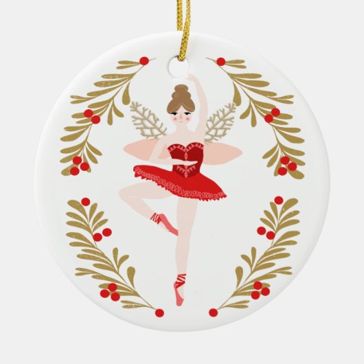 Sugar Plum Fairy kerstversiering Keramisch Ornament (Voorkant)