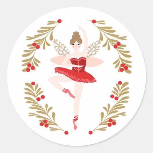 Sugar Plum Fairy Notenkraker Kerst Ronde Sticker (Voorkant)