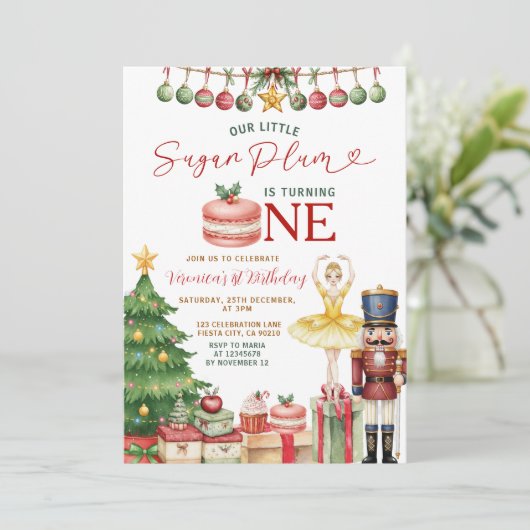 Sugar Plum Fairy Nutcracker Christmas Birthday Kaart (Staand voorkant)