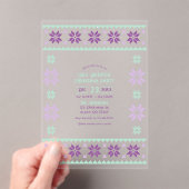 Sugar Plum Frost Ugly Sweater Christmas Party Acryl Uitnodigingen (Insitu (Draagbaar))