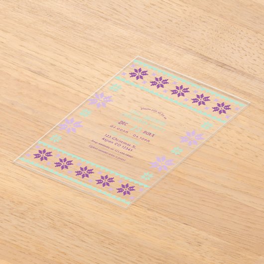 Sugar Plum Frost Ugly Sweater Christmas Party Acryl Uitnodigingen (Laagn)