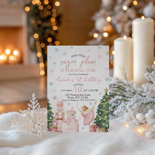 Sugar Plum Nutcracker Birthday Invite Kaart