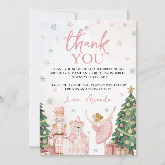 Sugar Plum Nutcracker Thank You Card Kaart (Voorkant)