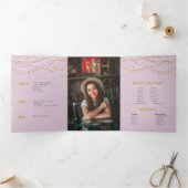 Sugar Plum Paars Foto Quinceanera Drieluik Uitnodiging (Binnen)