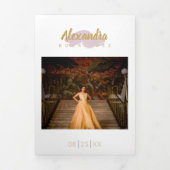 Sugar Plum Paars Foto Quinceanera Drieluik Uitnodiging (Cover)