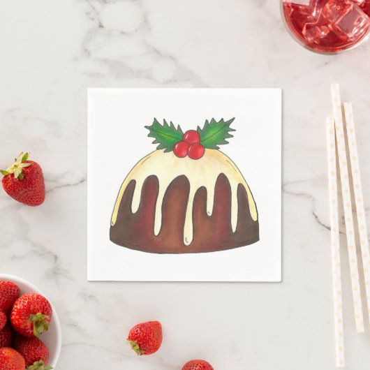 Sugar Plum Pudding Holly Christmas Brits feestelij Servetten (Insitu)