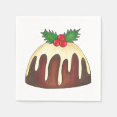 Sugar Plum Pudding Holly Christmas Brits feestelij Servetten (Voorkant)