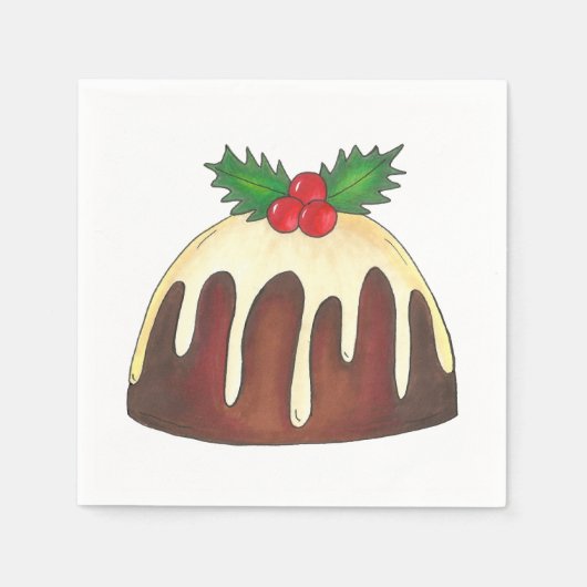 Sugar Plum Pudding Holly Christmas Brits feestelij Servetten (Voorkant)