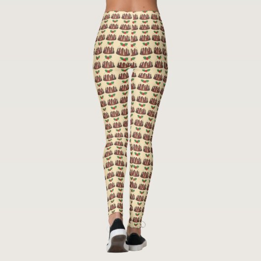Sugar Plum Pudding Kerstmis Brits eten Leggings (Achterkant)