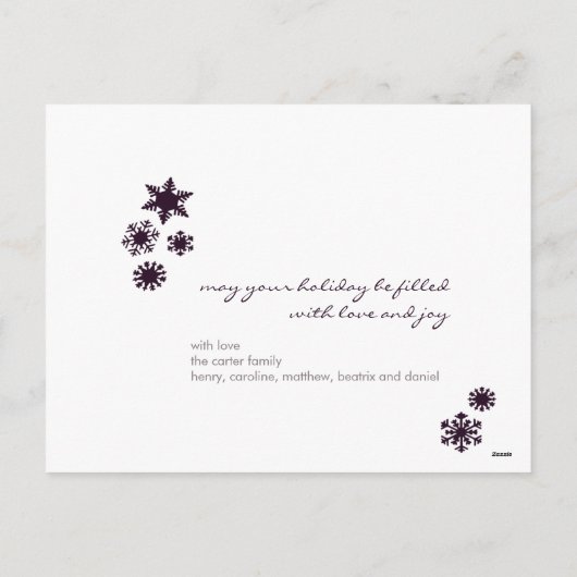 Sugar Plum Snowflakes :: Kerstfoto Briefkaart (Achterkant)