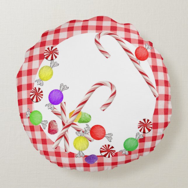 Sugar Plums Pillow Rond Kussen (Achterkant)